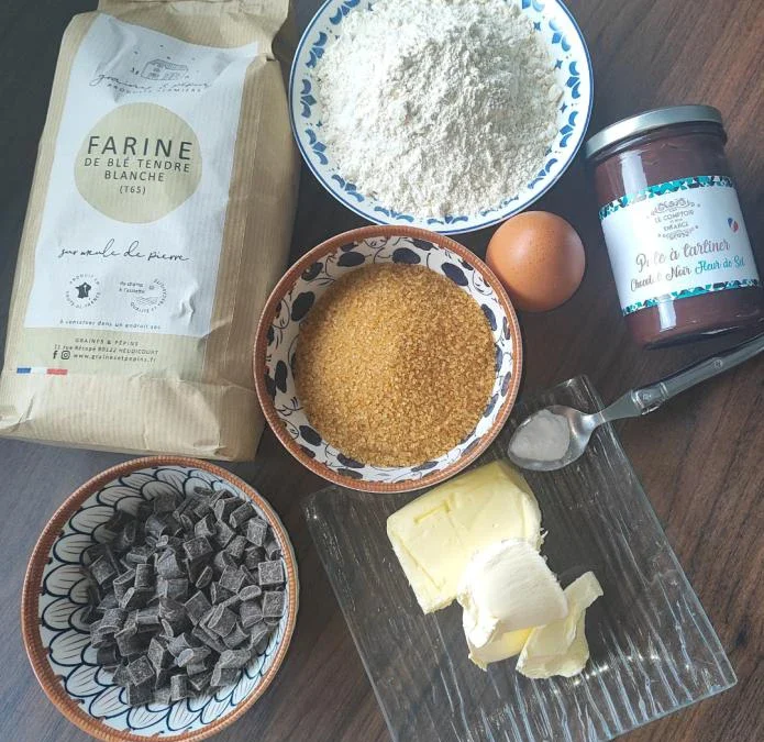 Cookies cœur pâte à tartiner fleur de sel