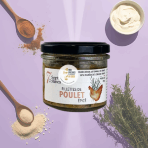 Rillettes de poulet épicé 100g, Les 7 collines